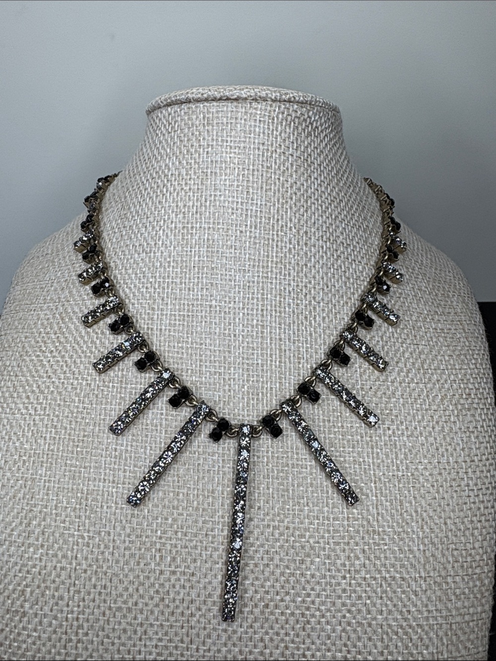 Pilgrim Clear and Black Crystal Spike Necklace